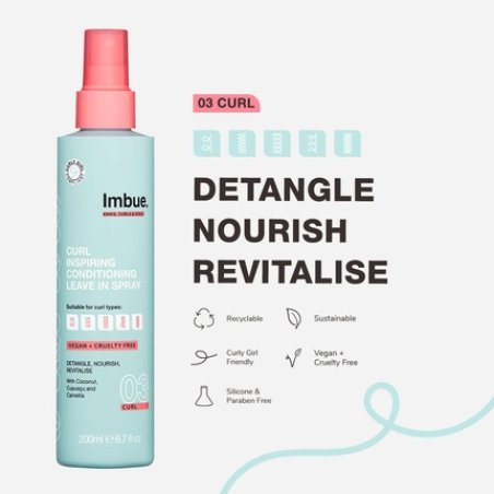 Imbue Curl Inspiring Conditioning Leave In Spray 200g - Vegan and Curly Girl Method Friendly