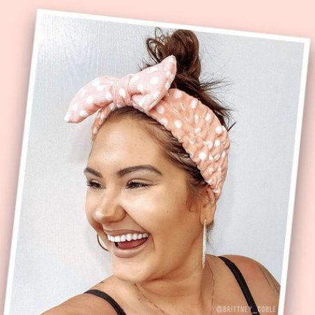 The Vintage Cosmetic Company Dolly Makeup Retro Headband Pink Polka Dot and Bow Design