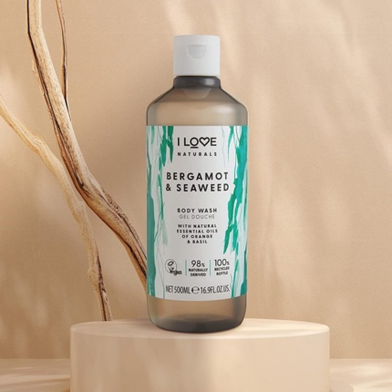 I Love Naturals Bergamot & Seaweed Body Wash with Natural Oils of Orange & Basil 500ml