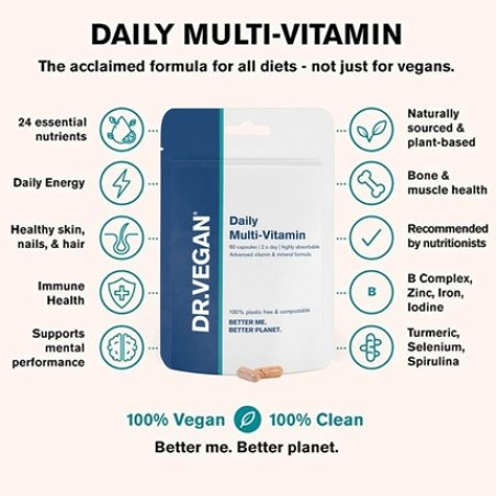 DR.VEGAN Daily Multi-Vitamin 60 Vegan-Friendly Capsules - Two-A-Day