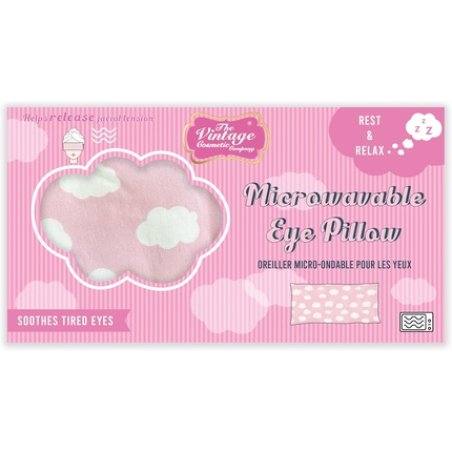 The Vintage Cosmetic Company Warming Eye Pillow Soothing and Calming Microwavable Eye Mask Pink and White Cloud Design
