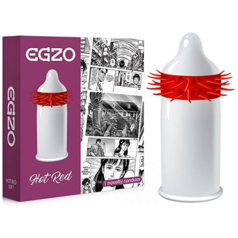 Egzo Hot Red Condom With Soft Stimulating Dots - 1 Piece