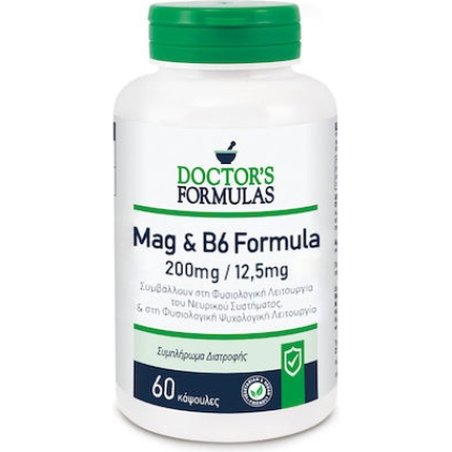 Doctor's Formulas Magnesium B6 Formula - 200mg Magnesium, 125mg Vitamin B6, 60 Capsules