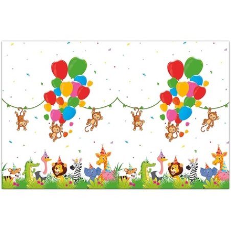 Procos Jungle Balloons Tablecloth 120 x 180 cm Plastic Wipe-Clean