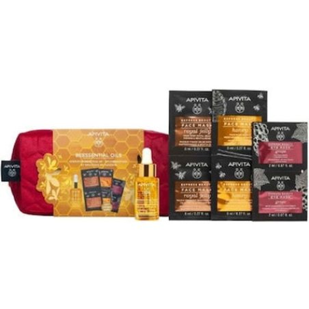 Apivita Promo Kit For Hydration - Includes Facial Oil, Express Beauty Masks With Royal Jelly And Honey, And Eye Mask