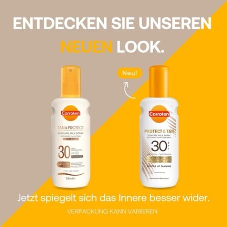Carroten Milk Spray Tan & Protect SPF 30 200ml Sunscreen Spray with Tan Accelerator 4D Protection Water Resistant