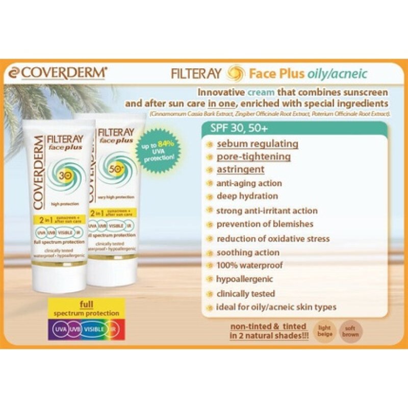 Coverderm Filteray Face Plus SPF30 Face Sunscreen for Oily/Acneic Skin 50ml