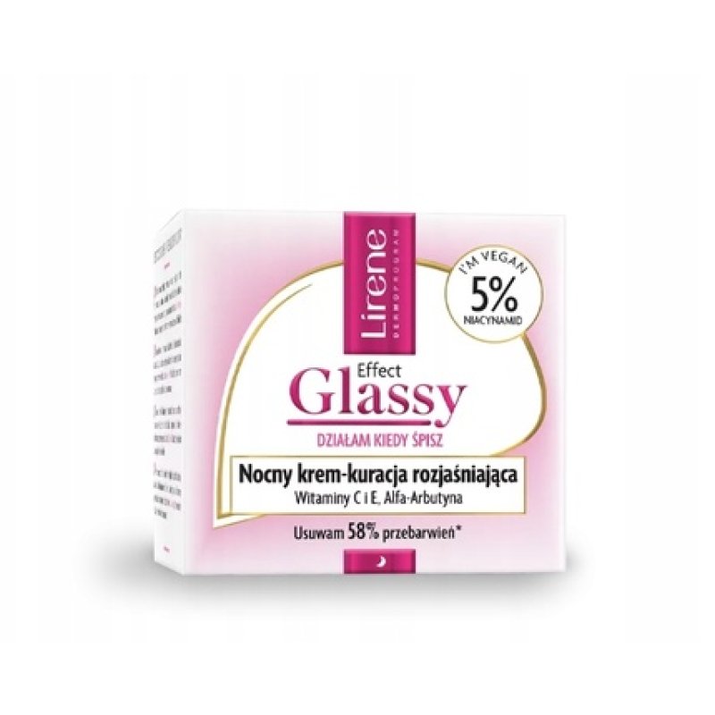 Lirene Effect Glassy Night Cream - Brightening Treatment, 50 Ml