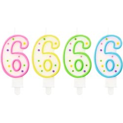 Godan Number Candle with Dots 6 - 7.5 cm