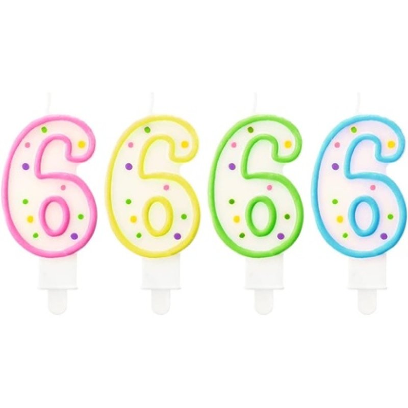 Godan Number Candle with Dots 6 - 7.5 cm