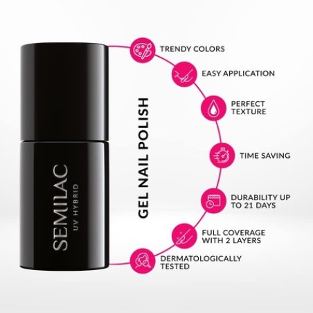 Semilac UV Nail Polish Shimmer Color 320 Shimmer Dust Beige 7ml - Intensive and Long-Lasting Color for Nails