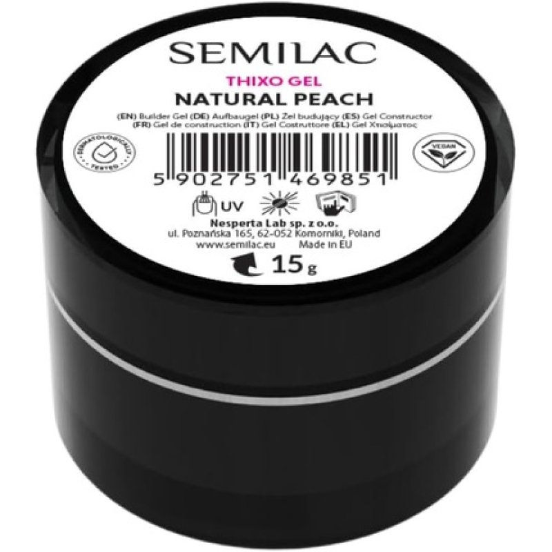 Semilac Builder Thixo Gel Natural Peach 15g - Builder for Nail Extension