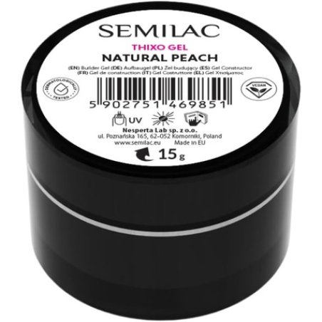 Semilac Builder Thixo Gel Natural Peach 15g - Builder for Nail Extension