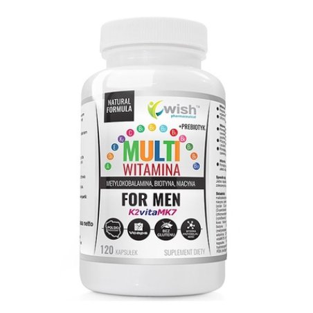 Wish Pharmaceutical For Men Multivitamin Complex Prebiotic Dietary Supplement 120 Capsules