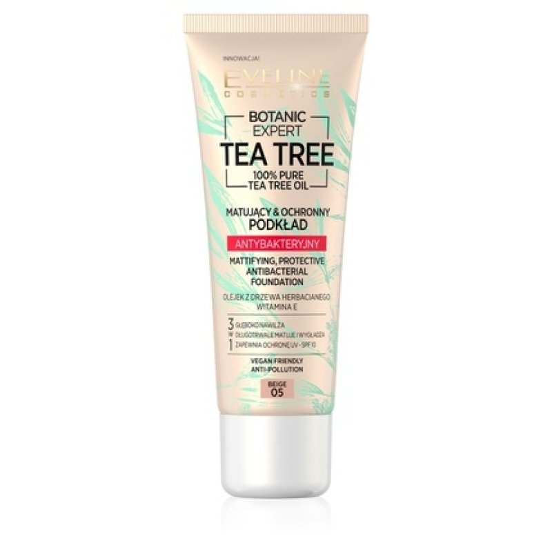 Eveline Botanic Expert Tea Tree Mattifying And Protective Antibacterial Foundation 05 Beige 30ml