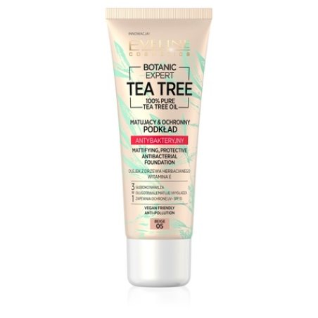 Eveline Botanic Expert Tea Tree Mattifying And Protective Antibacterial Foundation 05 Beige 30ml