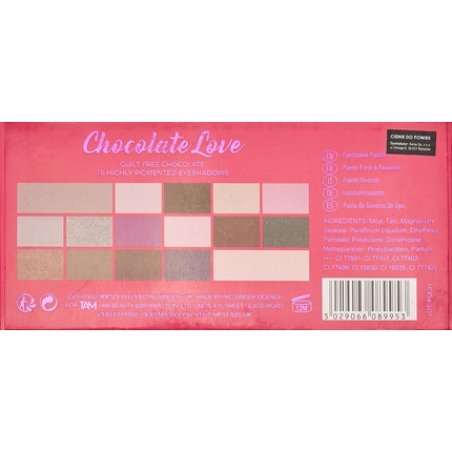 I Heart Revolution Love Chocolate Eyeshadow Palette 16 Shades 22g