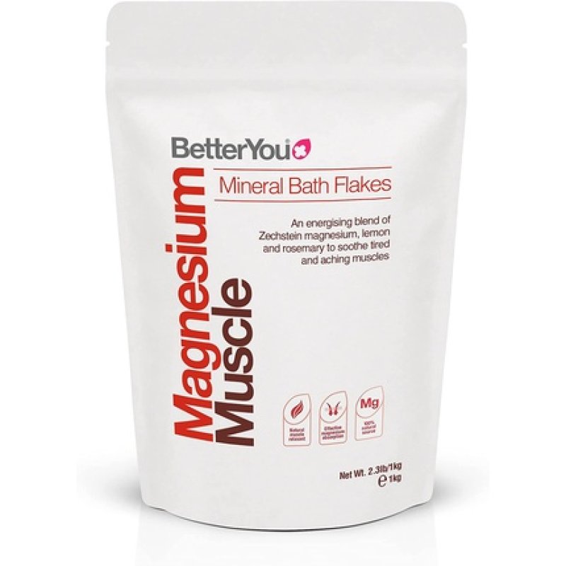 BetterYou Magnesium Muscle Mineral Bath Flakes Pure and Natural Source 1kg
