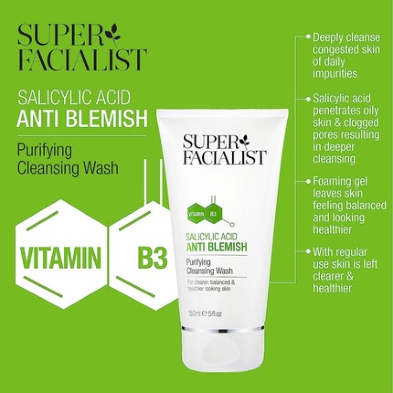 Super Facialist Anti Blemish Purifying Cleansing Wash with Salicylic Acid and Niacinamide 150ml