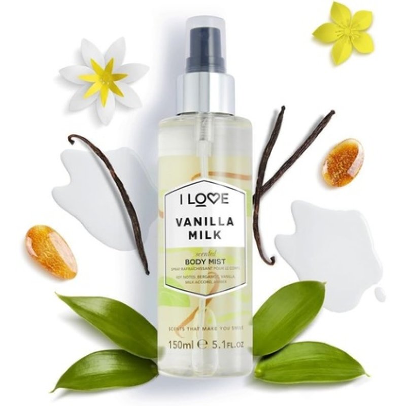 I Love Vanilla Milk Scented Body Mist with Natural Fruit Extracts