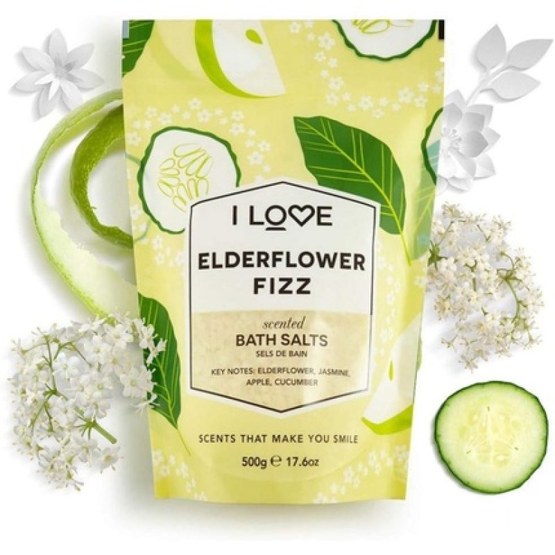 I Love Elderflower Fizz Scented Bath Salts with 99% Naturally Derived Ingredients