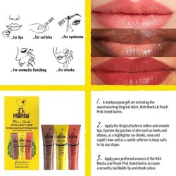 Dr.PAWPAW Mini Nude Lip Balm Gift Collection Rich Mocha Original and Peach Pink Tinted Multipurpose Balm 10ml - Pack of