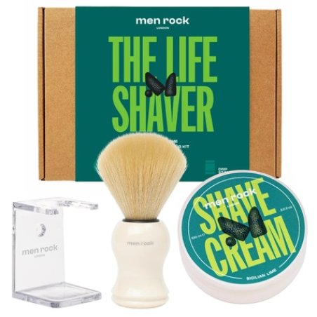 The Life Shaver Sicilian Lime Shaving Cream Set 100ml With Shaving Brush And Brush Stand