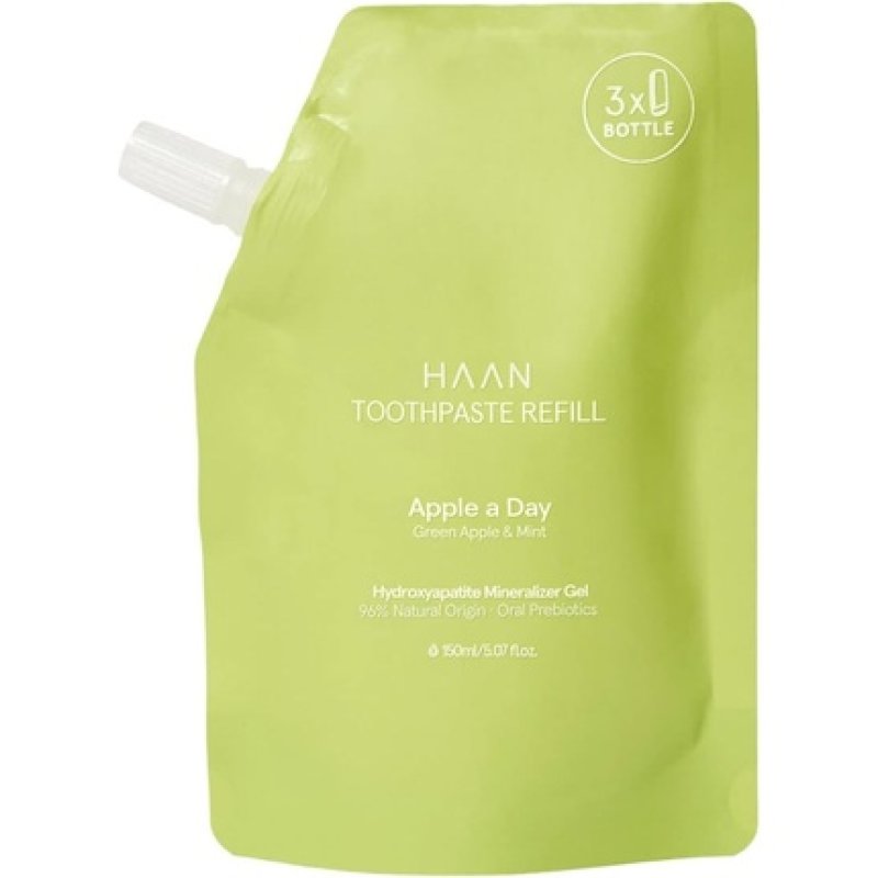 HAAN Refill Toothpaste 150ml with Mineral Hydroxyapatite and 96% Natural Ingredients Green Apple & Mint Flavor