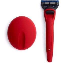 Bolin Webb Razor and Stand in Matte Red with Gillette Fusion5 Blade Cartridge Technology Luxury Razors for Men -
