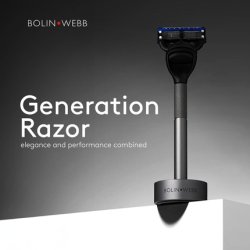 Bolin Webb Generation Razor and Stand in Graphite with Gillette Fusion5 Blade Luxury Razor for Men