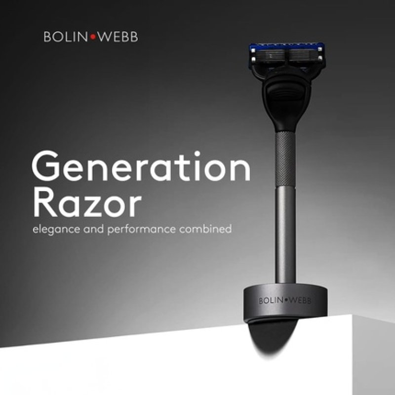 Bolin Webb Generation Razor and Stand in Graphite with Gillette Fusion5 Blade Luxury Razor for Men
