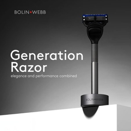 Bolin Webb Generation Razor and Stand in Graphite with Gillette Fusion5 Blade Luxury Razor for Men