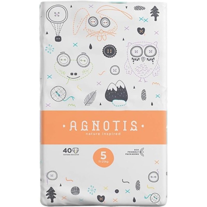 AGNOTIS Baby Diapers Size 5 for Babies 11-25 kg with Excellent Leak Protection and Moisture Indicator Dermatologically