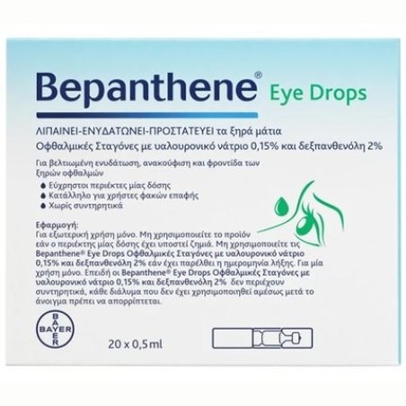 Bayer Bepanthene Eye Drops - Hydrating Eye Drops In Single Dose 20x0.5ml