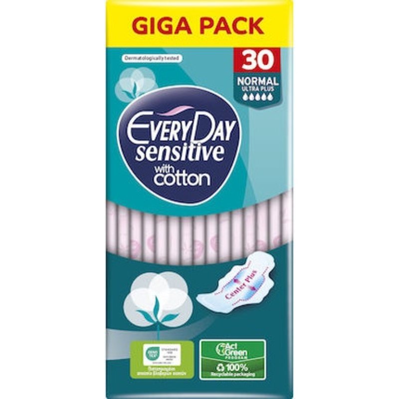 Everyday Sensitive Cotton Normal Ultra Plus Giga Pack Sanitary Pads - 30 Pieces