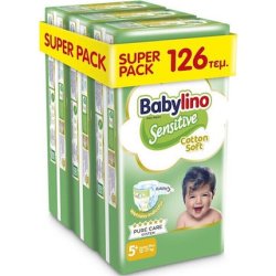 Babylino Sensitive Cotton Soft Diapers Size 5 For Babies 12-17 Kg - Super Pack