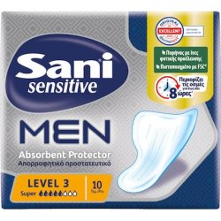 Sani Sensitive Men Super Level 3 Absorbent Protective Pads For Incontinence - 10 Pieces