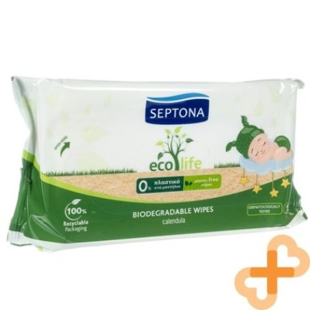 Septona Ecolife Disposable Biodegradable Wet Wipes with Calendula 60 Count