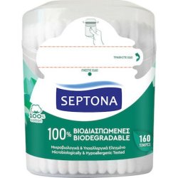 Septona Biodegradable Cotton Swabs - 160 Pieces
