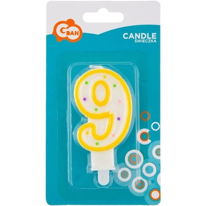 Godan Number Candle with Dots 9 - 7.5 cm