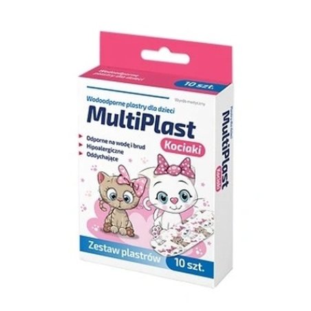 Multiplast Kittens Waterproof Plasters For Children - 10 Pieces