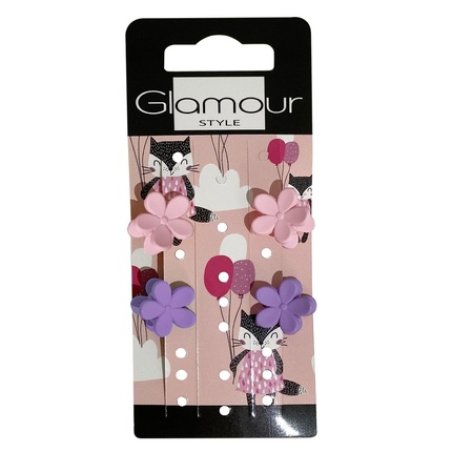 Glamour Kids Hair Clips Flowers - 4 Pieces