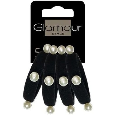 Intervion Glamour Elastics Pearl Bow 4 Pieces Black