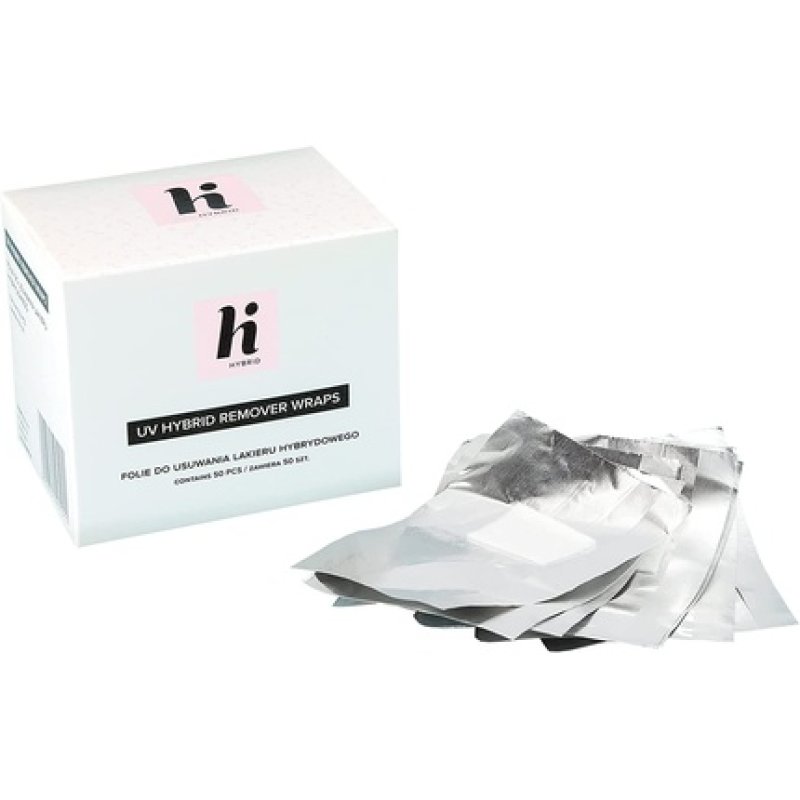 Hi-Hybrid Foil Nail Polish Remover Wraps with Dust-Free Acetone Cotton Pads - Pack of 50