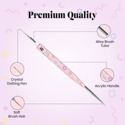 Hi-Hybrid Multibrush 2 in 1 Nail Art Tools for Manicure - Liner Brush and Dotting Tool for Acrylic Nail Art Design -