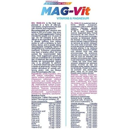 ALLNUTRITION Mag-VIT Multivitamin & Mineral Complex with Magnesium and Vitamin C - 20 Servings