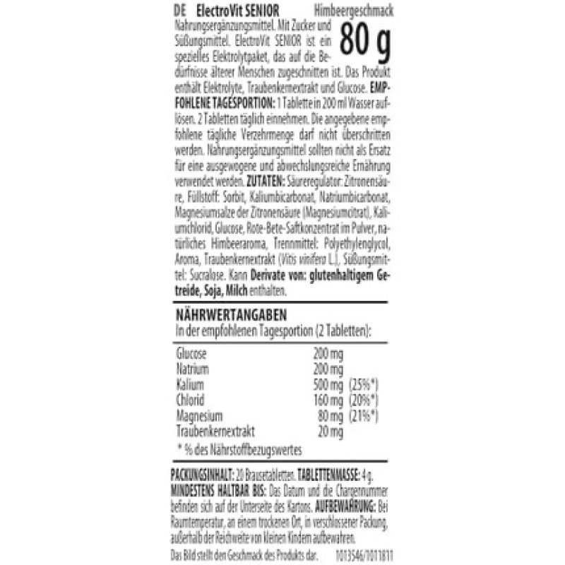 Activlab ElectroVit Senior High Quality Children's Magnesium Citrate Supplement 20 Effervescent Tablets Raspberry