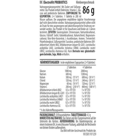 Activlab ElectroVit Probiotics Raspberry High Quality Children's Magnesium Citrate Supplement 20 Effervescent Tablets