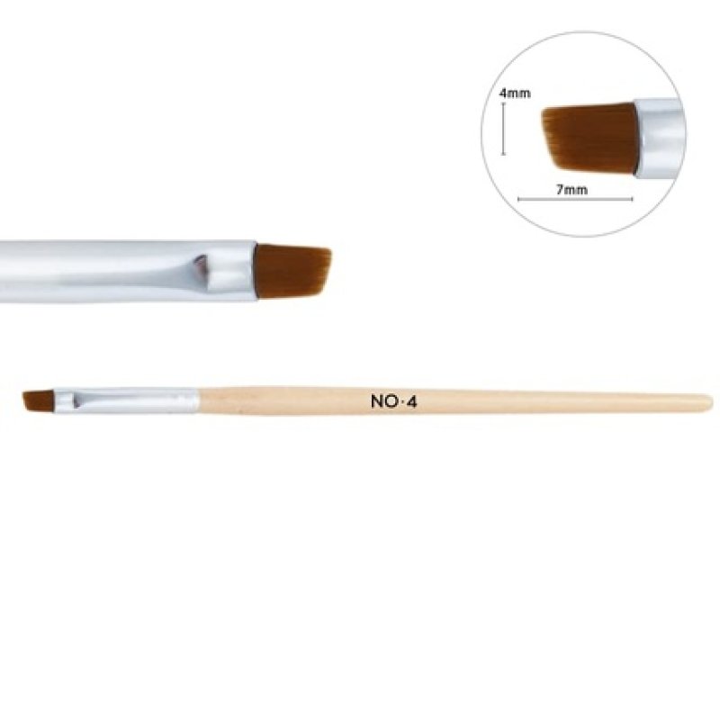 Neonail Natural Gel Brush No. 4 Made of Wood - Polygel Nail Art Brush