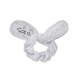 Dr. Mola Elegant Plush Cosmetic Headband With Adorable Bunny Ears - Grey